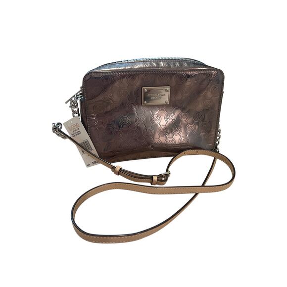 NWT Michael Kors Patent Leather Logo Chain with Leather Strap Mini Crossbody Bag - Picture 2 of 7